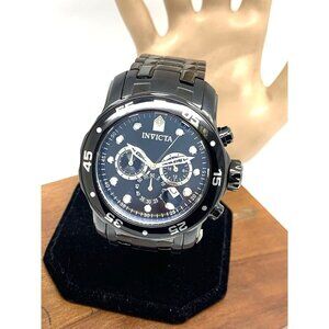 Invicta Men's Watch 0076 Pro Diver Quartz Chronograph Black Stainless Steel